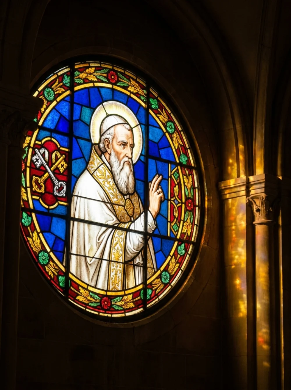 Honouring Pope Leo — stained glass